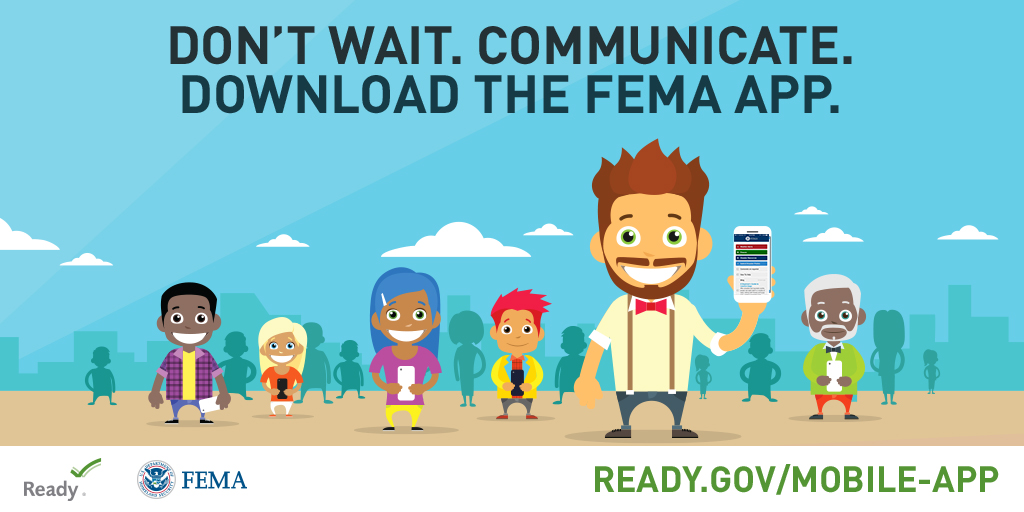 A graphic promoting the FEMA App for National Preparedness Month that has been formatted for Twitter.