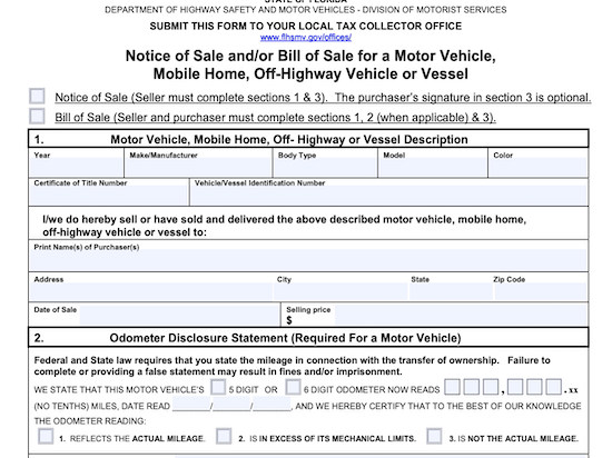 do you need a bill of sale to transfer title in florida etags vehicle registration title services driven by technology