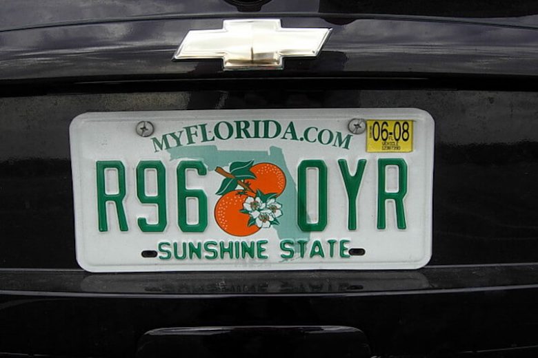 Choice of Florida License Plate Florida Orange Aged Metal 