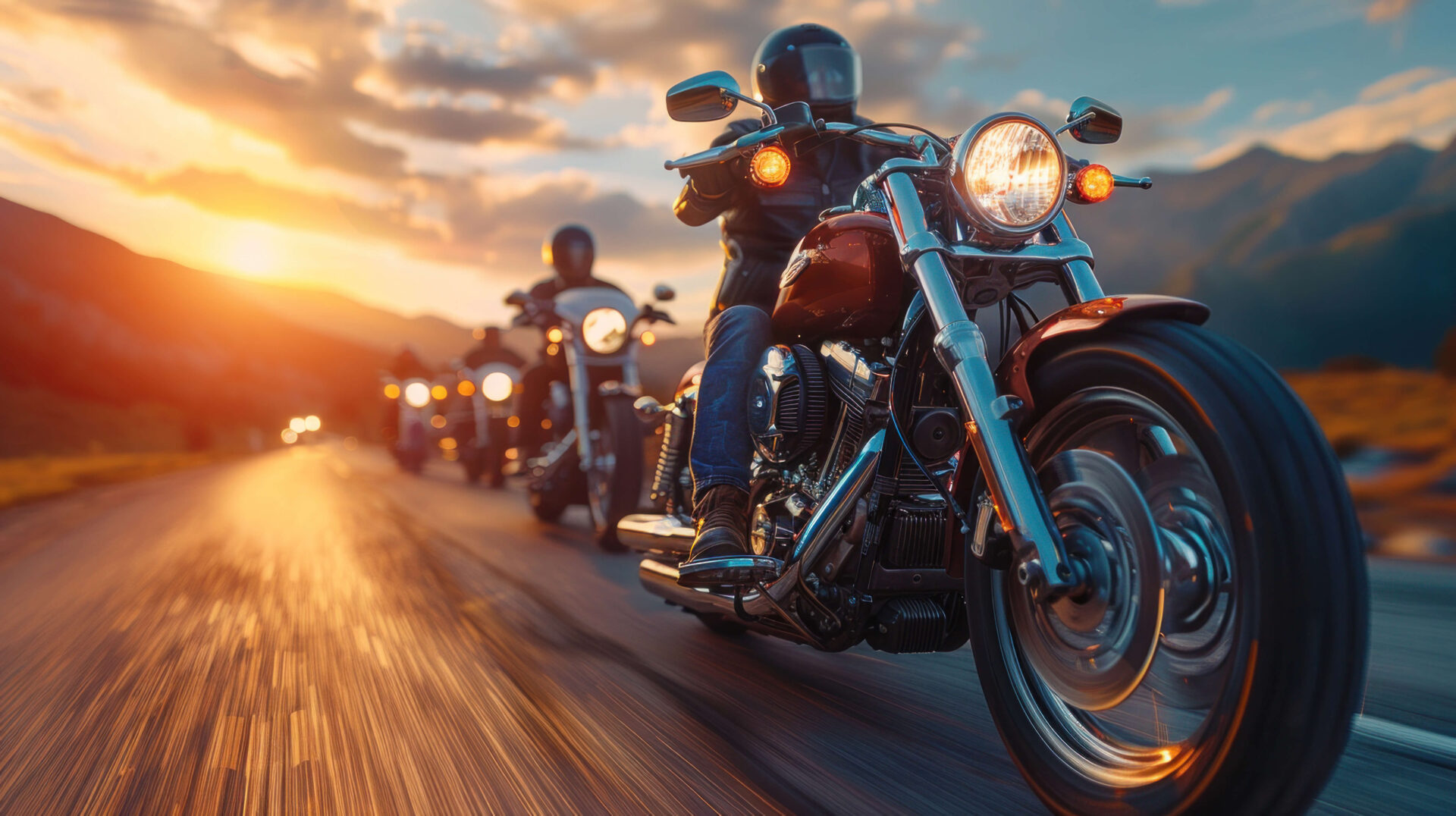 Motorcycles in the sunset