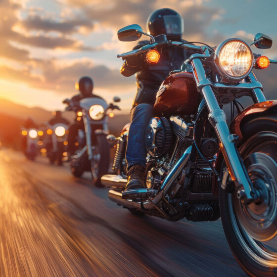 Motorcycles in the sunset