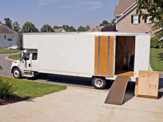 Loading moving truck from home driveway