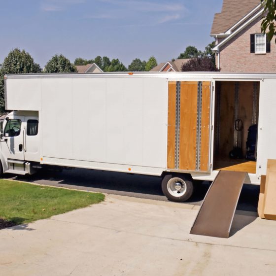 Loading moving truck from home driveway