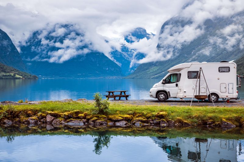 RV next to a lake