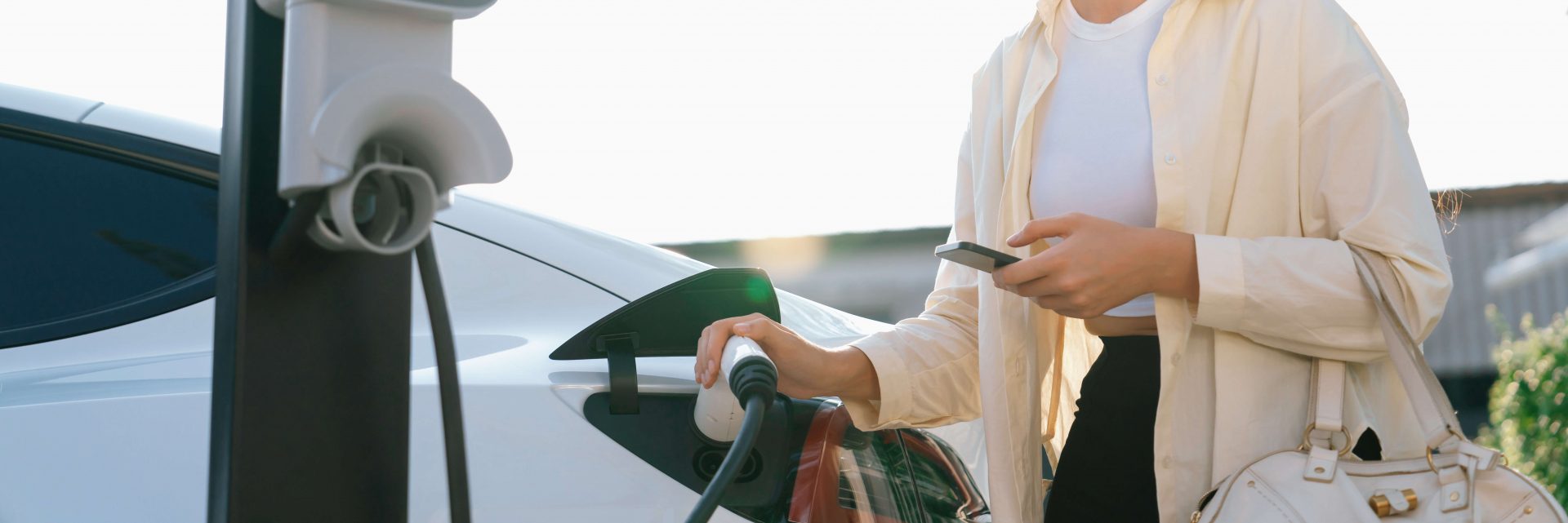 Electric vehicle getting charged
