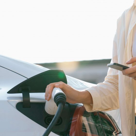 Electric vehicle getting charged