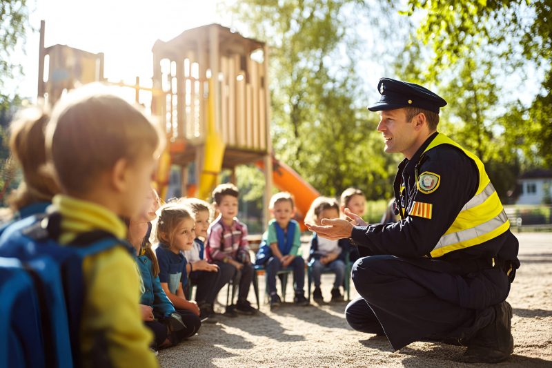police officer with children