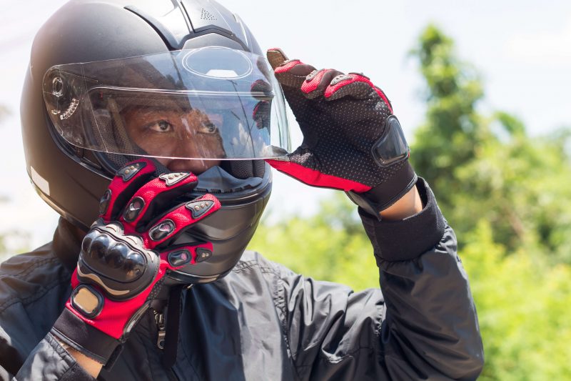 Man wearing motorcycle gear