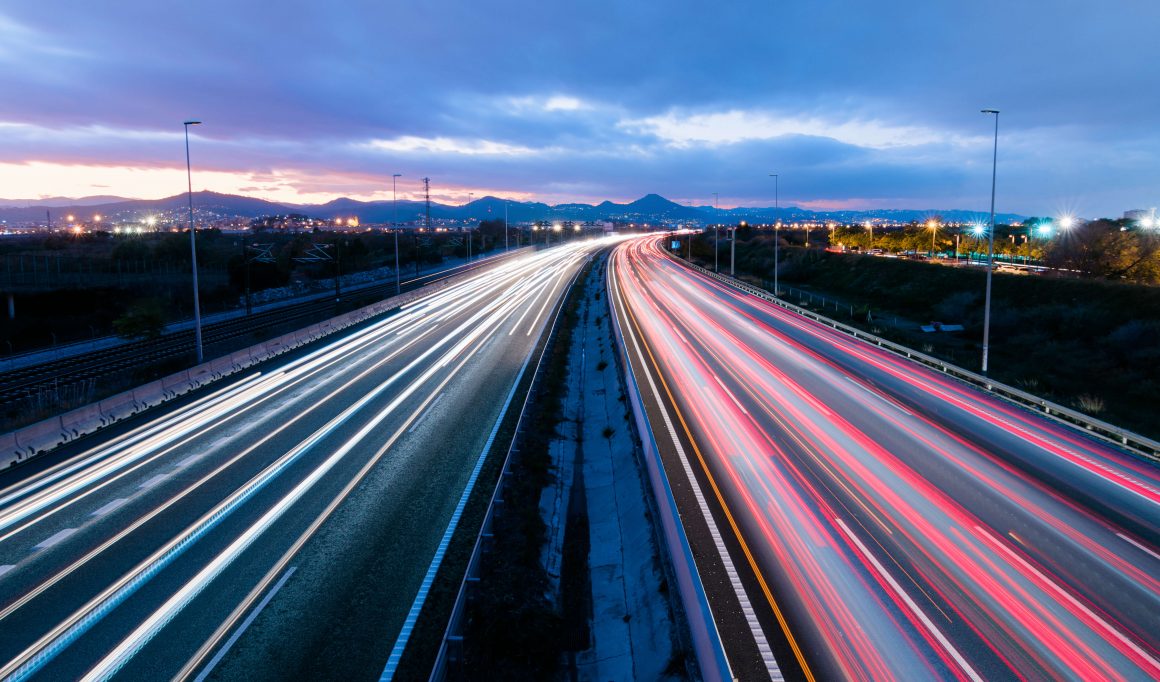 CT highway at dusk