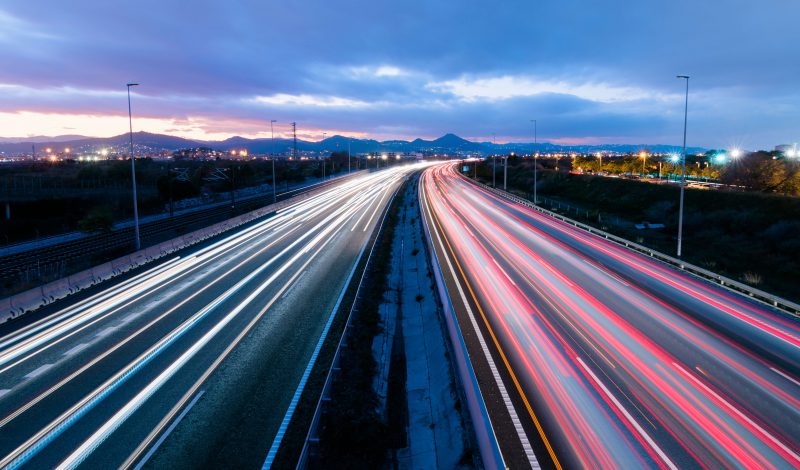 CT highway at dusk