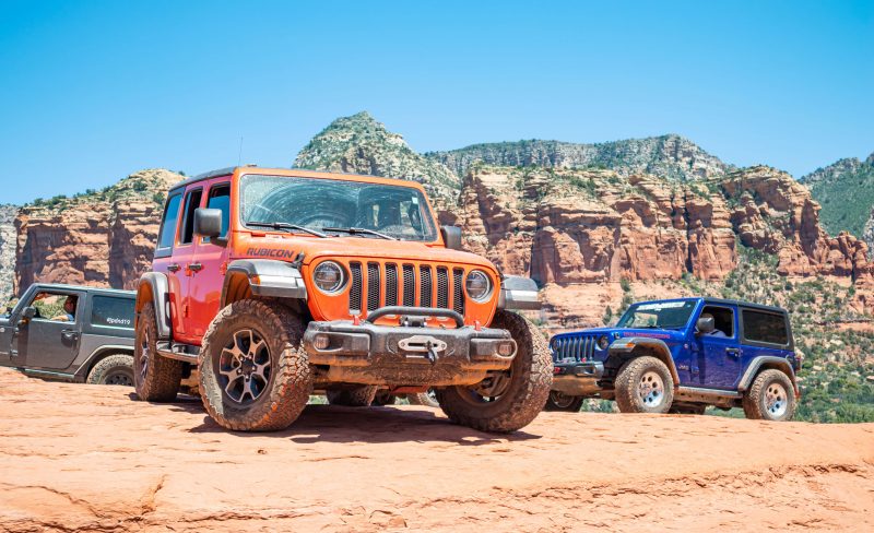A group of modern Jeeps