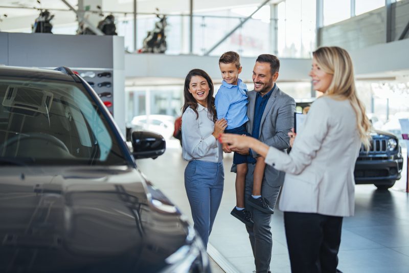 Family buying a car