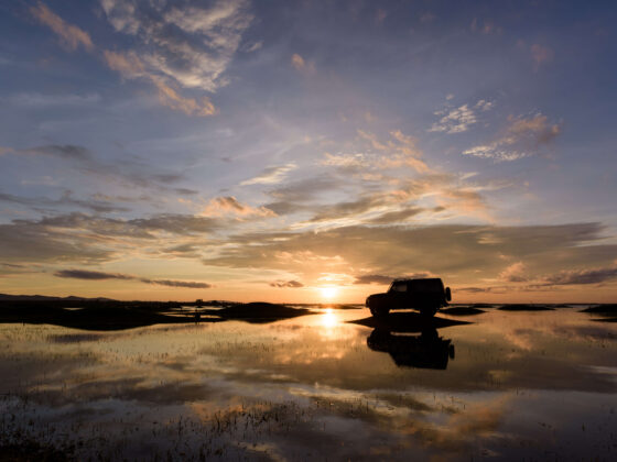 Jeep in sunset