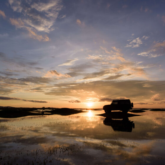 Jeep in sunset