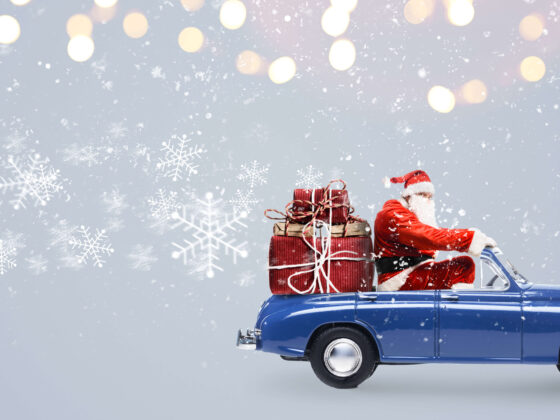 Santa in a car