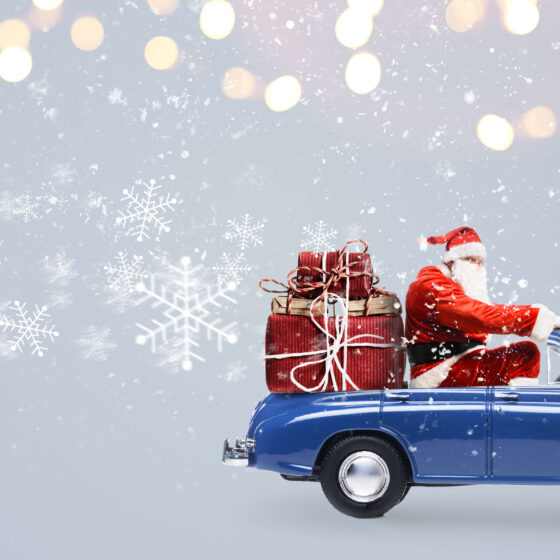 Santa in a car