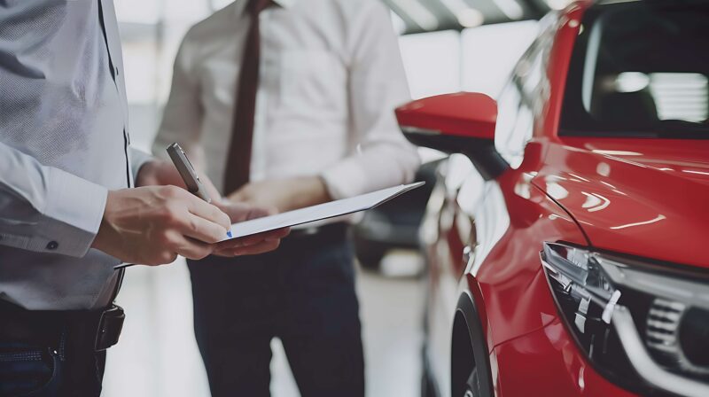 At an auto dealership