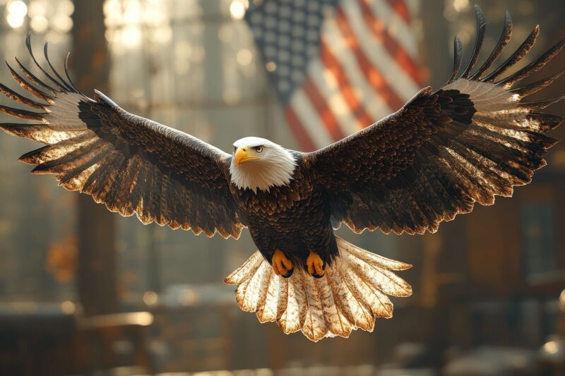 Eagle and flag