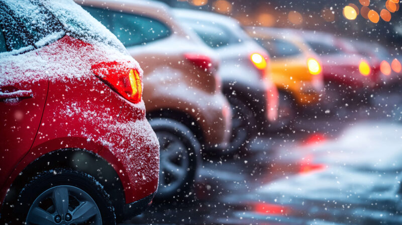 Car lot in winter