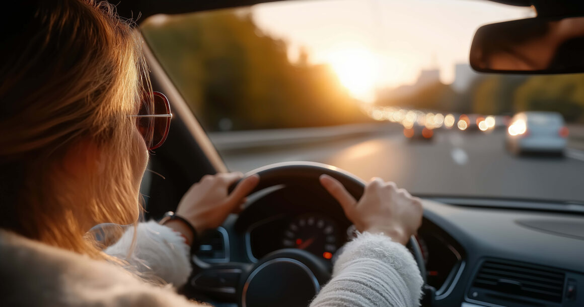 Woman driving safely