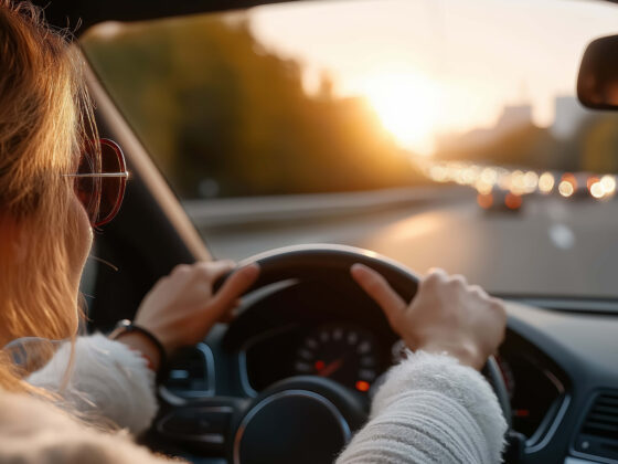 Woman driving safely
