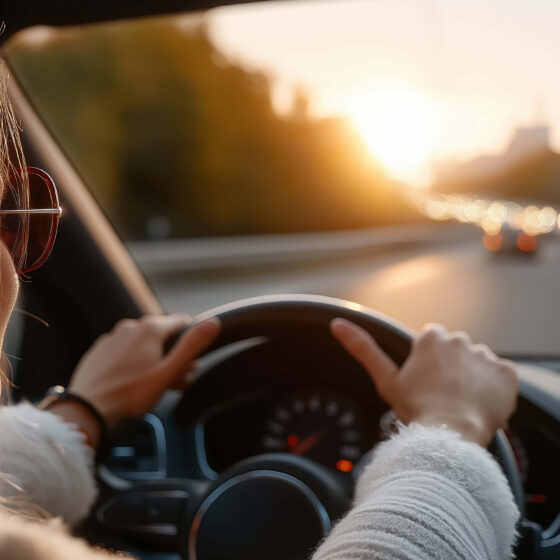 Woman driving safely