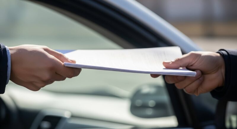 Handing over a vehicle title