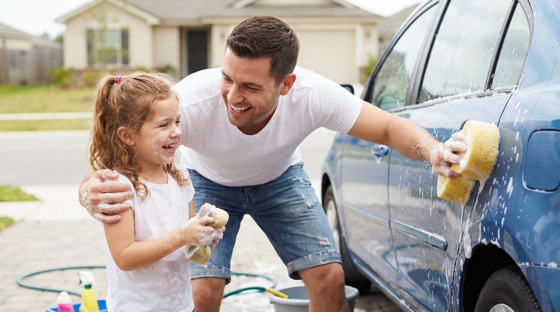 Washing a car at home