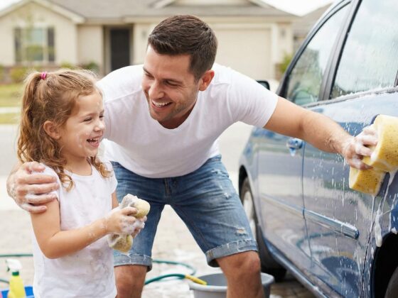 Washing a car at home