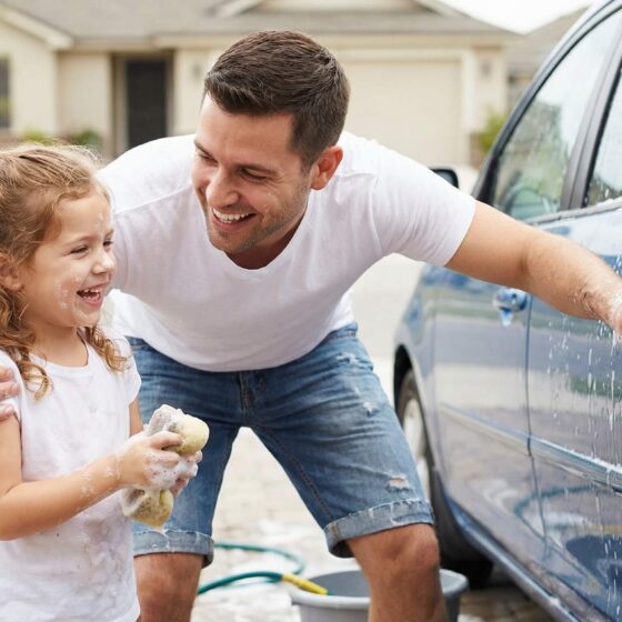 Washing a car at home