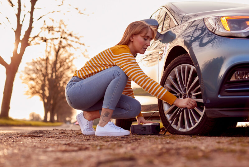 Checking tire pressure