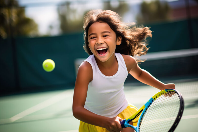 Child playing tennis