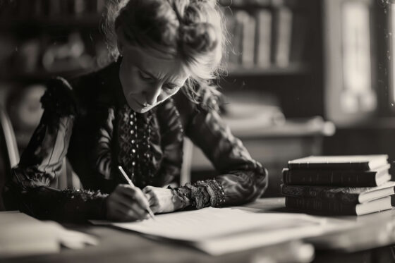 Woman researching in early 1900s
