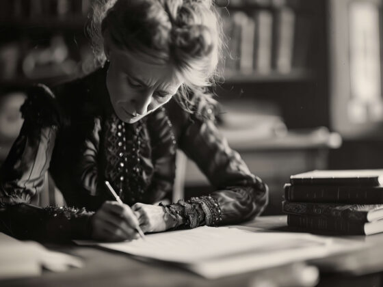 Woman researching in early 1900s