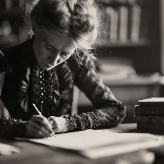 Woman researching in early 1900s