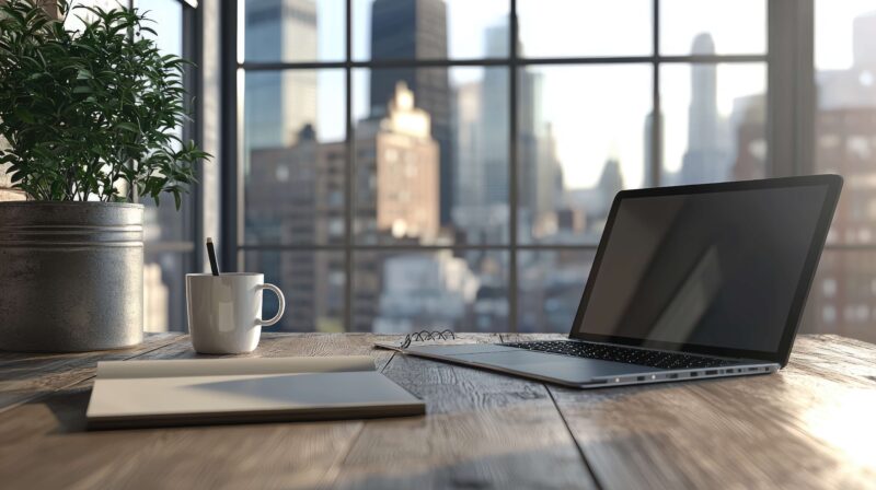 Laptop and NY city