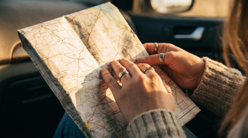Reading a map in a car