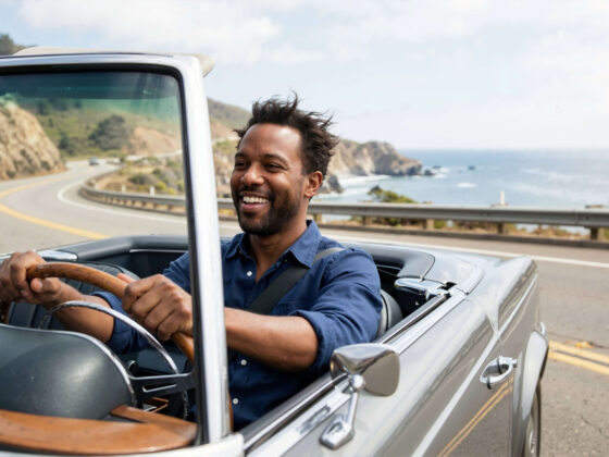 Man driving in California