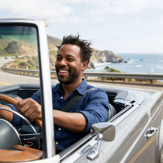 Man driving in California