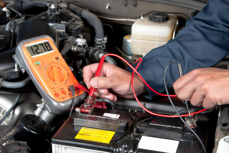 Test battery in car