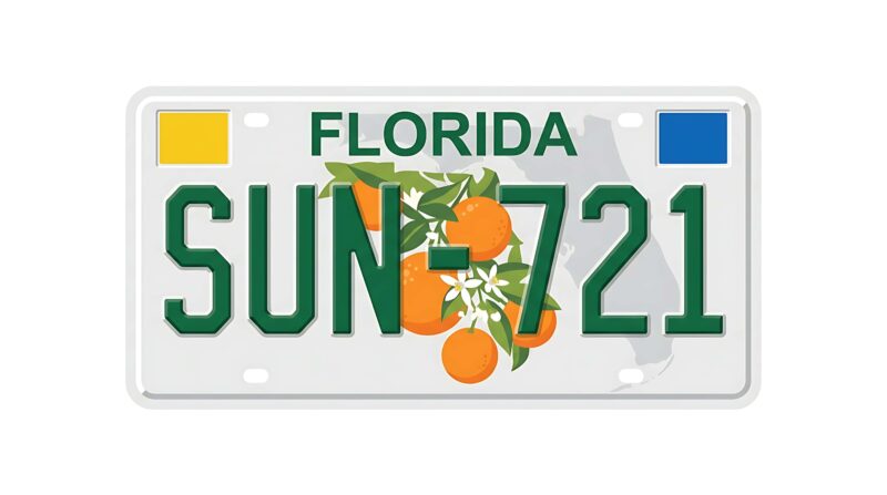 Florida license plate and decal