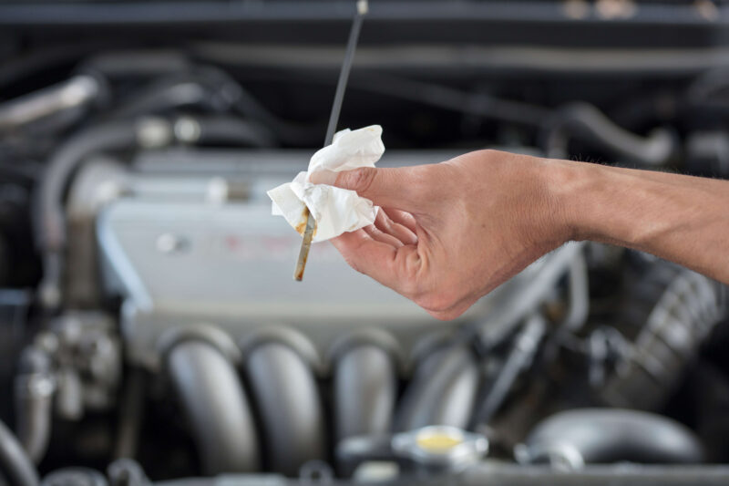Clean oil dipstick